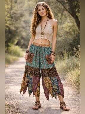 Hippie Forever Handmade Patchwork Handkerchief Pants Women SZ OS Enchanted Fairy